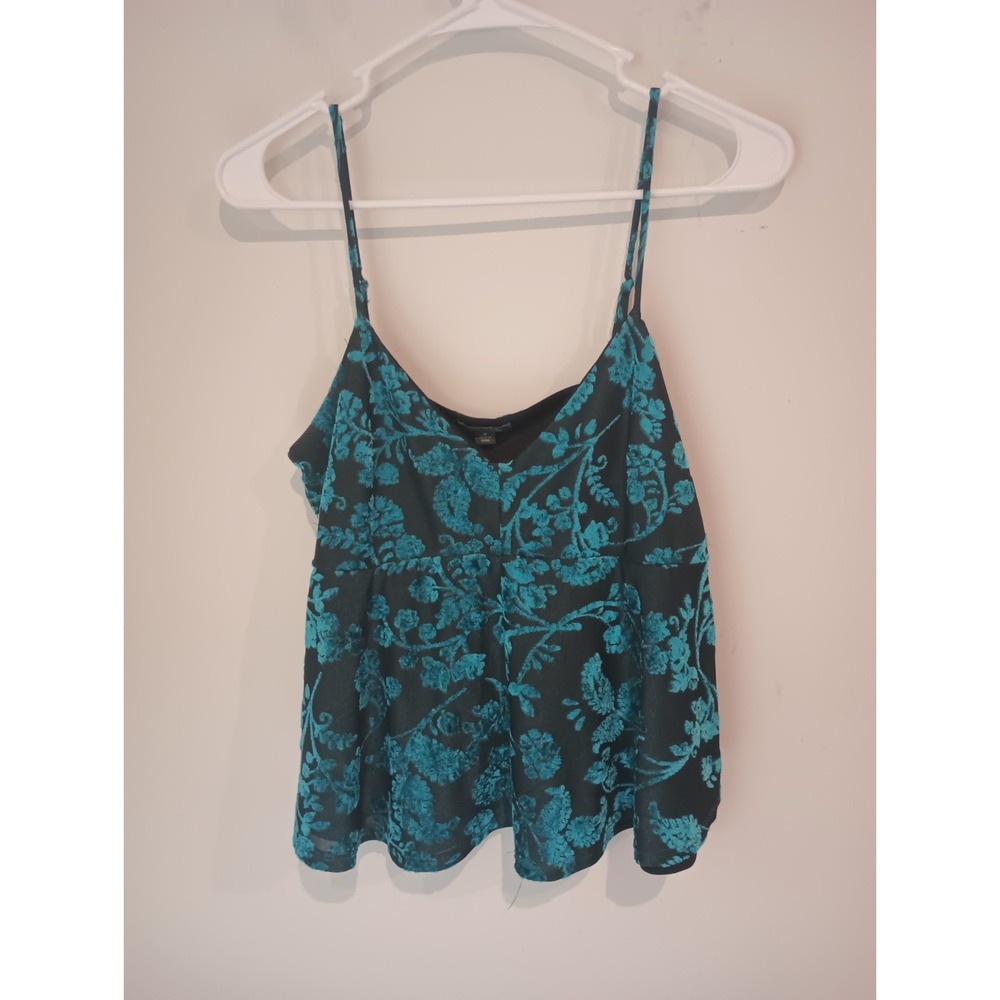 Wild Fable Velvet Burnout Cami Top Womens Medium Teal Black Floral Whimsigoth